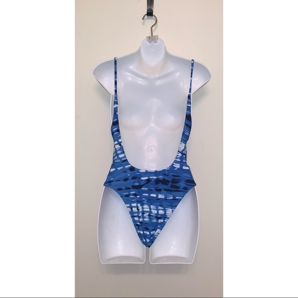 Aerie by American Eagle Blue Scoop Low Back Cheeky Side Cut Out One Piece - Picture 4 of 8